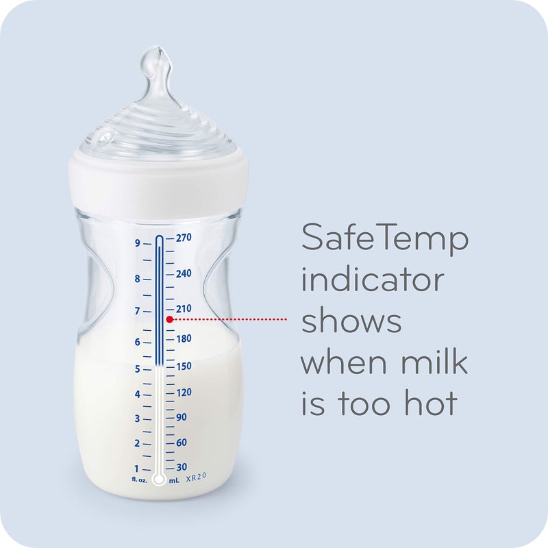 NUK Simply Natural Baby Bottle with SafeTemp, 9 oz, 3 Pack - Image 4