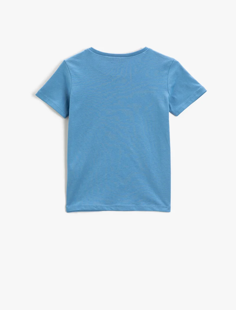 كوتون Astronaut Printed Short Sleeve T-Shirt Crew Neck