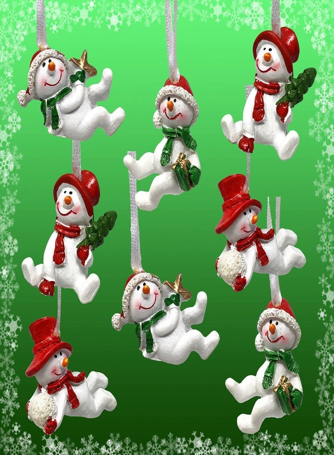 BANBERRY DESIGNS Snowman Smiling Christmas Ornaments - Two Each of Four Designs - Xmas Decorations - Crafts Accessories - DIY Snowmen Embellishments - Each is 2" X 1 1/4" - Set of 8 - Image 2