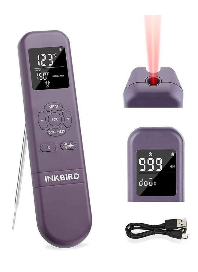 INKBIRD - INKBIRD 3-in-1 Instant Read Meat Thermometer Infrared Read Thermometer IHT-1M for Kitchen Cooking Temperature with Meat Probe Digital Food Thermometer with Alarm and Timer for BBQ Grilling Pizza Oven - Image 1