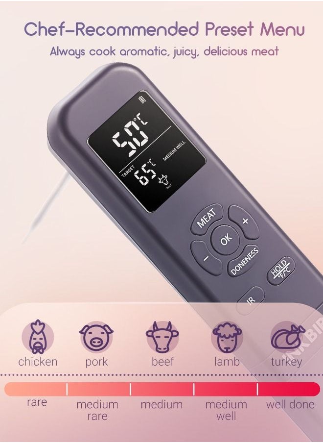 INKBIRD - INKBIRD 3-in-1 Instant Read Meat Thermometer Infrared Read Thermometer IHT-1M for Kitchen Cooking Temperature with Meat Probe Digital Food Thermometer with Alarm and Timer for BBQ Grilling Pizza Oven - Image 1