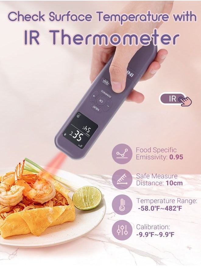 INKBIRD - INKBIRD 3-in-1 Instant Read Meat Thermometer Infrared Read Thermometer IHT-1M for Kitchen Cooking Temperature with Meat Probe Digital Food Thermometer with Alarm and Timer for BBQ Grilling Pizza Oven - Image 1