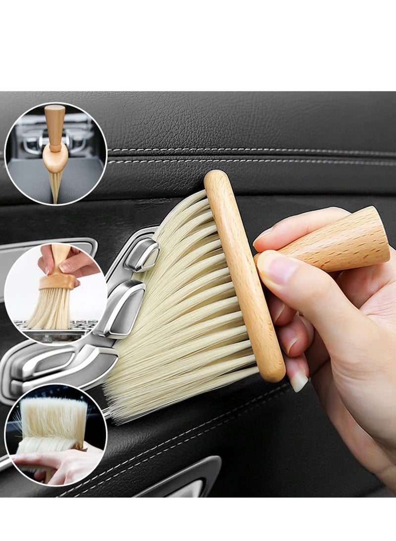 Excefore Soft Detail Brush, High Density Ultra Car Interior Dusting Brush Cleaning Wooden Handle Dust for Interior, Keyboard, Leather, Home - Image 2