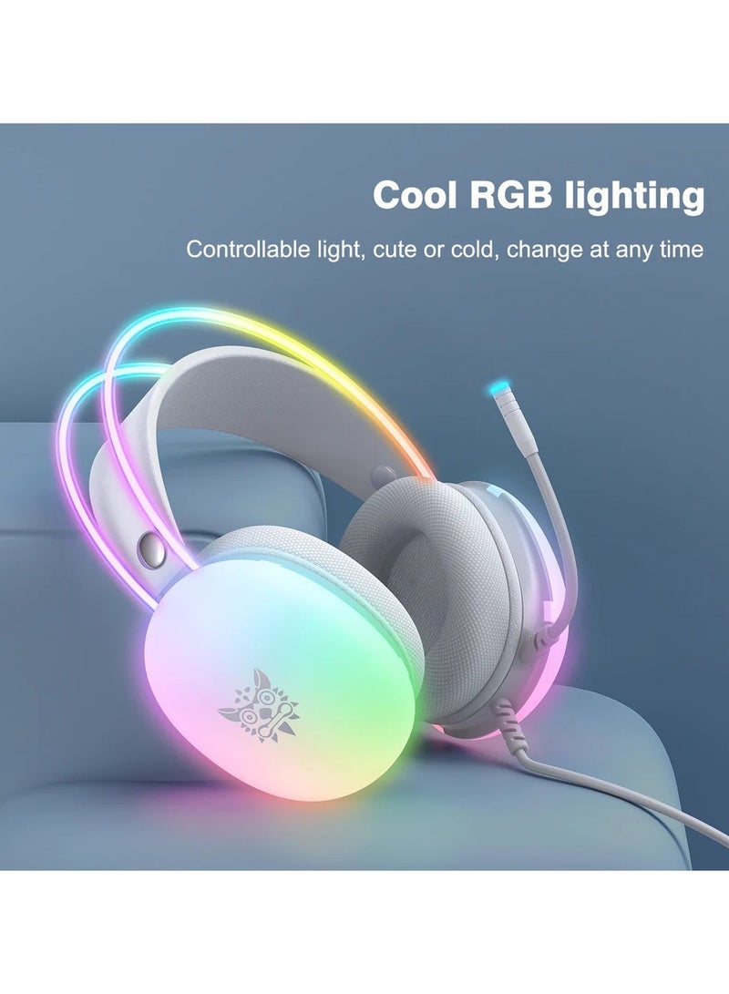 أونيكوما X25 سماعة الألعاب الاحترافية USB 3.5 RGB Light 3D ستيريو إلغاء الضوضاء توافق متعدد المنصات مع الميكروفون - Image 3