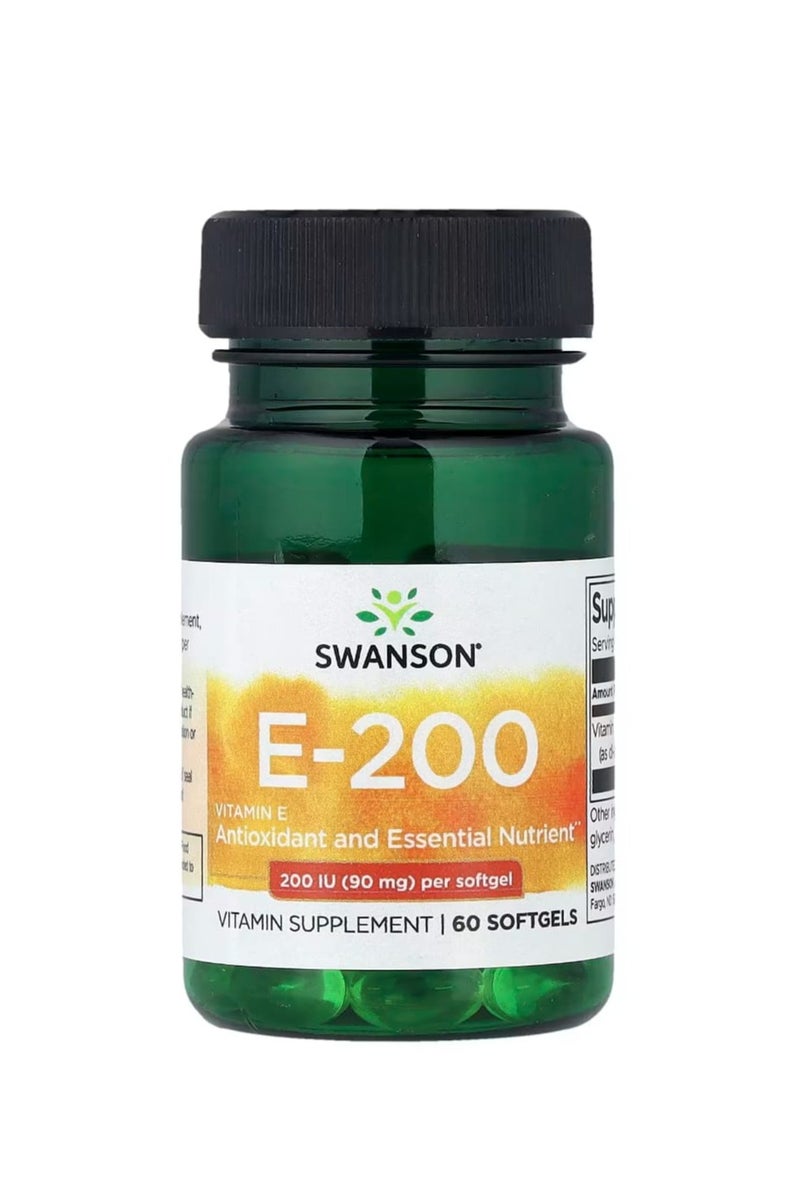 سوانسون فيتامين هـ-200، 90 مجم (200 وحدة دولية) 60 كبسولة هلامية - Image 1