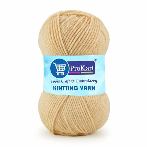 ProKart Premium Woolen 4 ply Hand Knitting Wool Yarn | Fine Weight Knitted and Crocheted Soft Yarn for Sweater, Scarf, Hat, Baby Clothes, Baby Sports, Purse, Gift Bags & DIY Craft Accessories Projects (1 Ball/100 Gram Each) (Scotch Mist/Beige, 100gms x 1 Pack) - Image 1