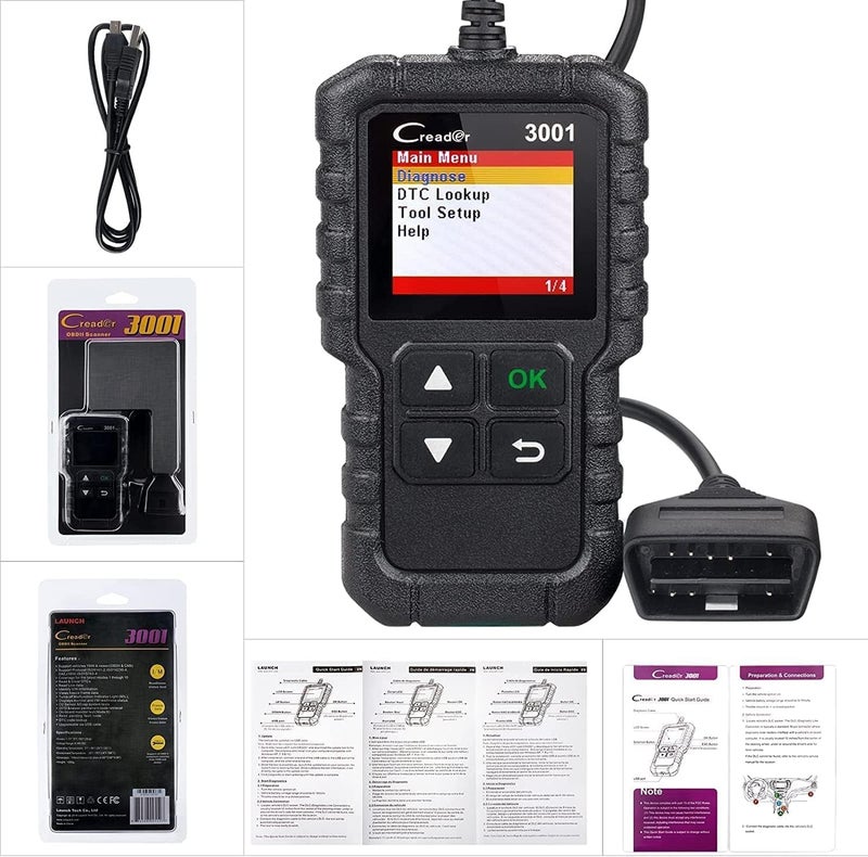 ماسح ضوئي LAUNCH Creader 3001 OBD2 لتشخيص السيارات، فحص ضوء المحرك، أنظمة مستشعر الأكسجين، قارئ رموز OBD، أداة مسح ضوئي لجميع سيارات بروتوكول OBDII منذ عام 1996 - Image 5