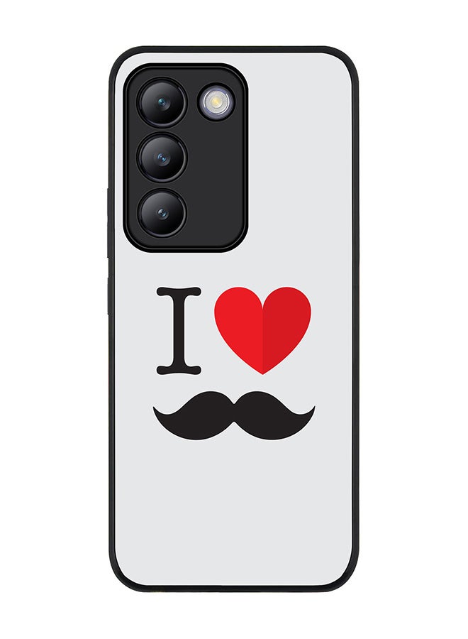 Stylizedd Rugged Black edge case for Vivo V30 Lite 5G, Slim fit Soft Case Flexible Rubber Edges Anti Drop TPU Gel Thin Cover -  I Love Moustashe - Image 1