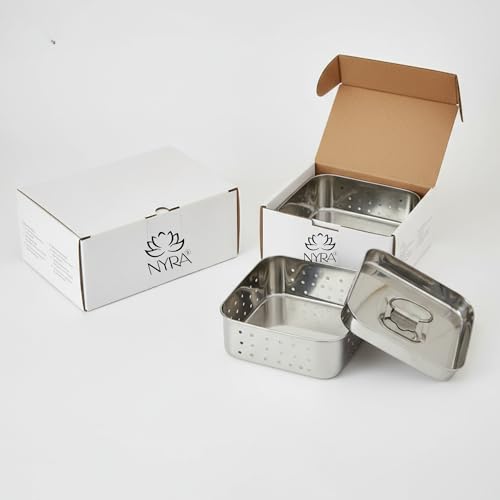 Nyra® Stainless Steel Square Shape Paneer Maker/Tofu Press Mould with Lid – Medium Size Cheese & Paneer Maker (400 Ml - Capacity) - Image 2