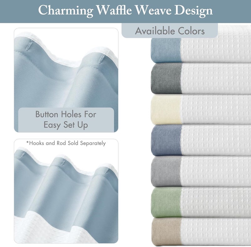 madison park Shower Curtain Spa Waffle Weave Long Shower Curtain for Bathroom 3M Scotchgard Moisture Management, Spa Quality Modern Shower Curtains for Bathroom, Long 72x78 Blue - Image 3