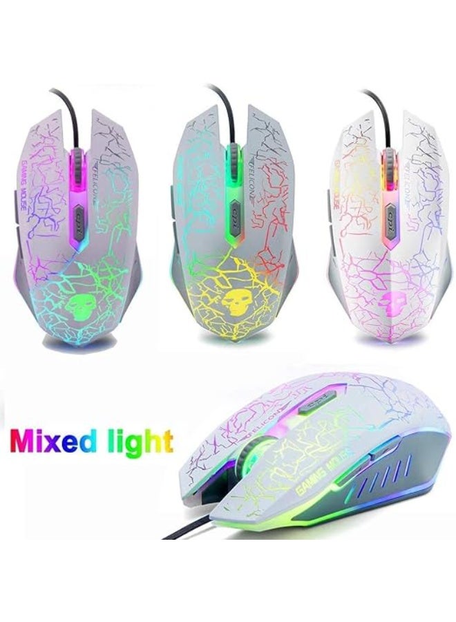 5-in-1 Gaming Combo Set (White) - RGB Keyboard, 2400 DPI Mouse, 12W HD Sound Speakers, Gaming Headset, and Mouse Pad - Complete PC Gamer Accessories - Image 3