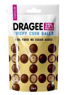Chikalab Protein Chocolate Crispy Corn Balls Dragee High Fiber & No Sugar Added 120g  - Image 1