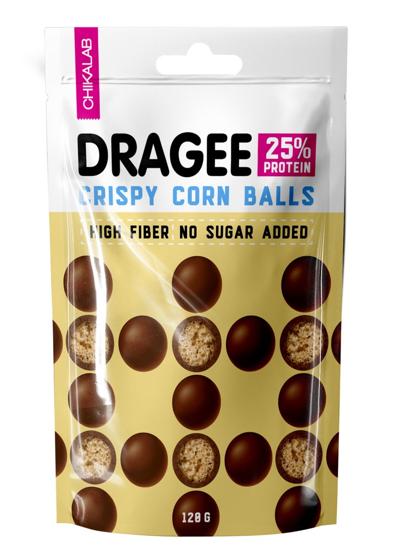 Chikalab Protein Chocolate Crispy Corn Balls Dragee High Fiber & No Sugar Added 120g  - Image 1