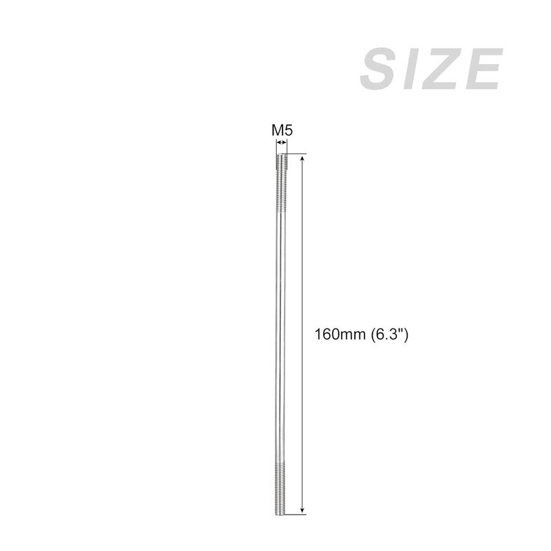 METALLIXITY Double Ended Stud Screws (M5 Thread 160mm Length) 5pcs, 304 Stainless Steel Dual Threaded Rod Bolts - for House Maintenance - Image 2