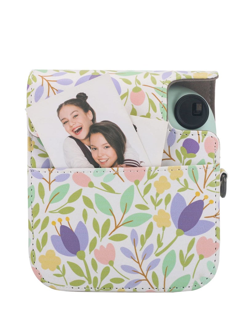 PU Leather Camera Case Compatible with Instax Mini 12 Instant Camera with Adjustable Strap and Pocket Colorful Forest Storage Bag  - Image 3