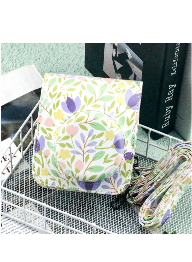 PU Leather Camera Case Compatible with Instax Mini 12 Instant Camera with Adjustable Strap and Pocket Colorful Forest Storage Bag  - Image 5
