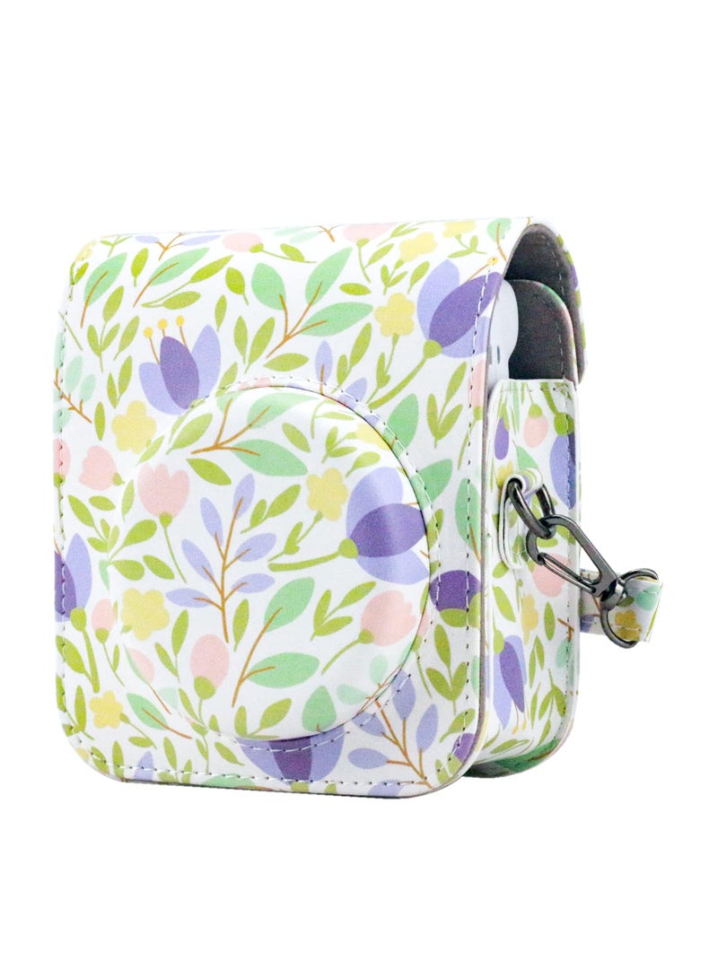 PU Leather Camera Case Compatible with Instax Mini 12 Instant Camera with Adjustable Strap and Pocket Colorful Forest Storage Bag  - Image 1