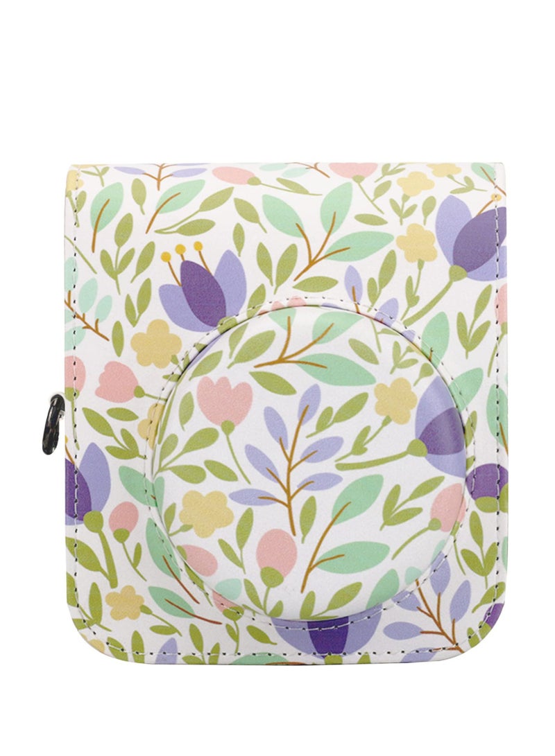 PU Leather Camera Case Compatible with Instax Mini 12 Instant Camera with Adjustable Strap and Pocket Colorful Forest Storage Bag  - Image 2