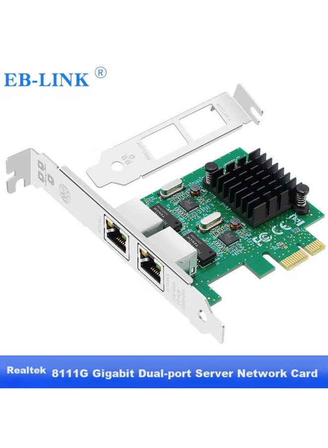 Eb-link Pcie Gigabit Dual-port Network Card, Desktop Internal 2-port Wired Network Card, Soft Router, Convergence Server Network Adapter - Image 1