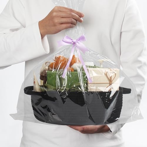 MEGASKET Black Woven Basket, 13” x 9” x 5” Cute Dog Toy Basket, Soft Cotton Rope Storage Box, Cat Toy Bin, Baskets for Gifts Empty, Small Baskets for Organizing, Decorative Basket - Image 5
