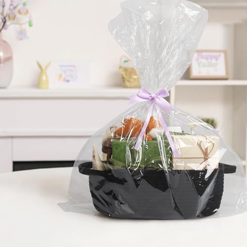 MEGASKET Black Woven Basket, 13” x 9” x 5” Cute Dog Toy Basket, Soft Cotton Rope Storage Box, Cat Toy Bin, Baskets for Gifts Empty, Small Baskets for Organizing, Decorative Basket - Image 3