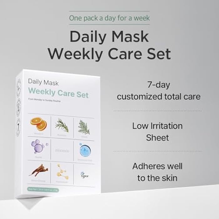 mixsoon Daily Mask Weekly Care Set - Collagen, Hyaluronic Acid and Centella, Gentle Skincare Routine for Radiant Skin 20ml / 0.67 fl.oz. (7ea) Korean Glass Skin Care - Image 2