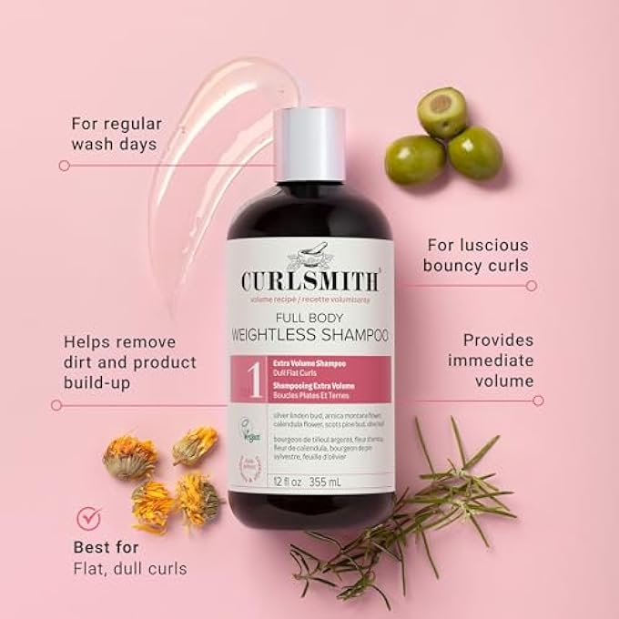 CURLSMITH - FULL BODY WEIGHTLESS CLEANSER, VOLUMIZING SHAMPOO FOR WAVY, CURLY OR COILY HAIR, VEGAN (355ML/12FL OZ) - Image 3