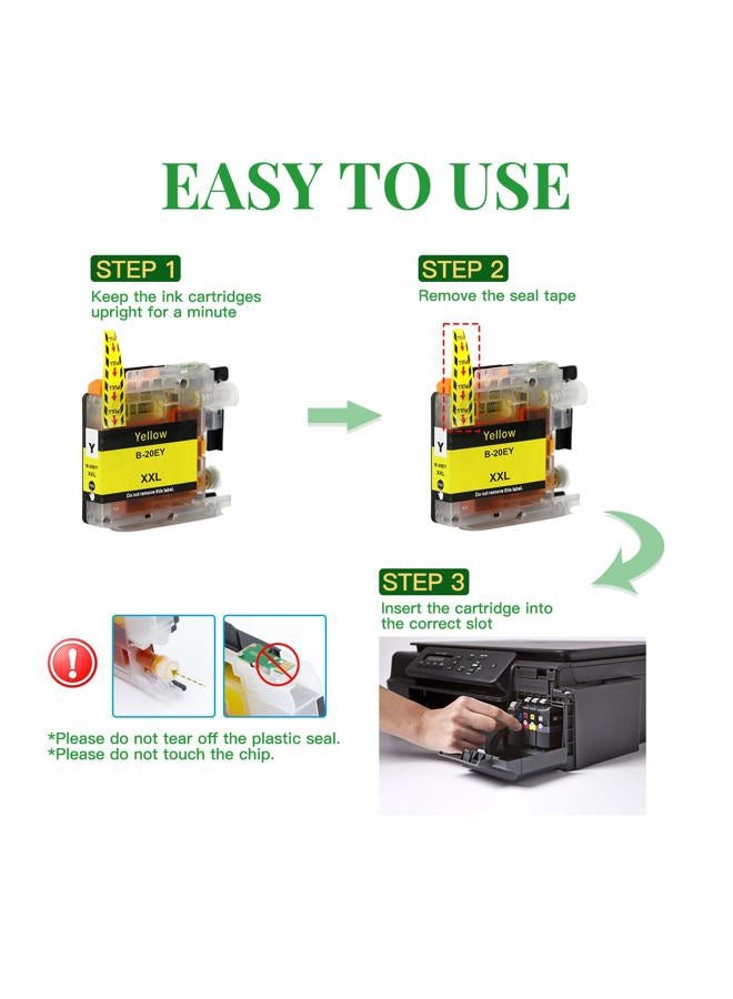GREENARK Compatible for Brother LC20E Super High Yield Ink Cartridge Set Colors Only (CMY) Works with Brother MFC-J985DW, MFC-J775DW, MFC-J5920DW Printers - Image 3