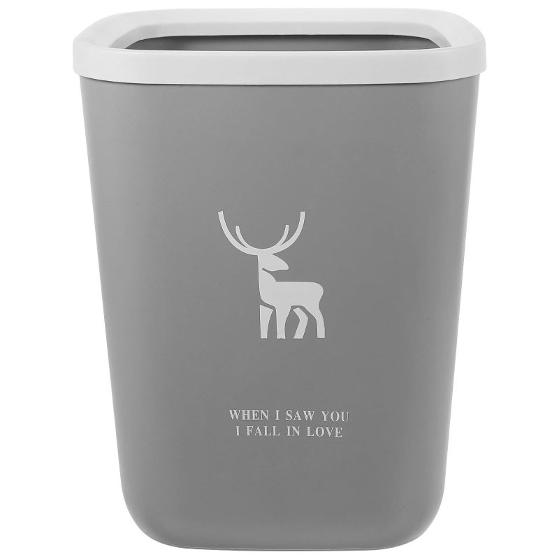 Small 10 Litre Grey Plastic Trash Can For Bedroom Living Room Open Top Garbage Bin Household Wastebasket - Image 2
