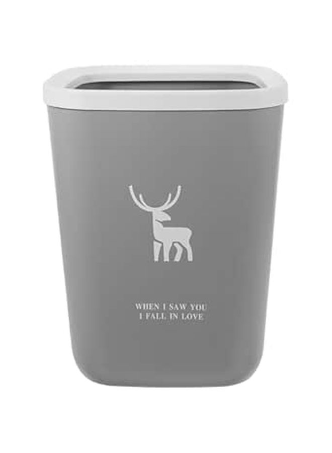 Small 10 Litre Grey Plastic Trash Can For Bedroom Living Room Open Top Garbage Bin Household Wastebasket - Image 1