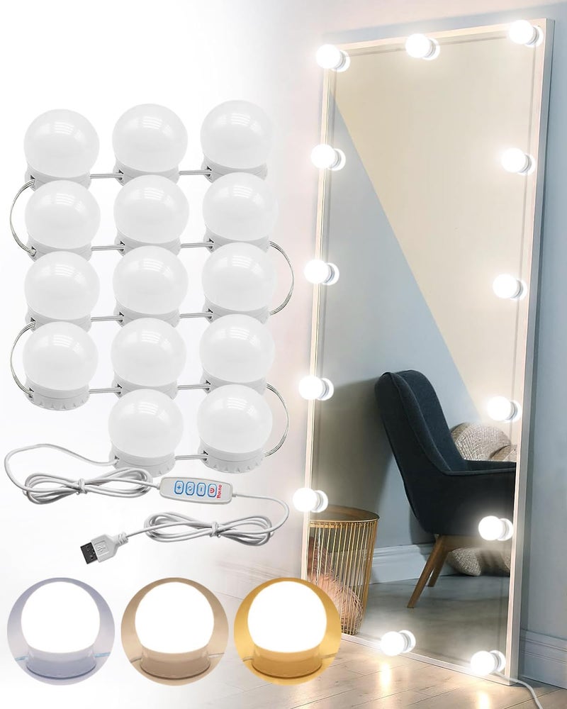 DLOMT LED Vanity Lights - Adjustable Color Temp & Brightness,14 Dimmable Bulbs for Dressing Mirror Lighting - Image 1