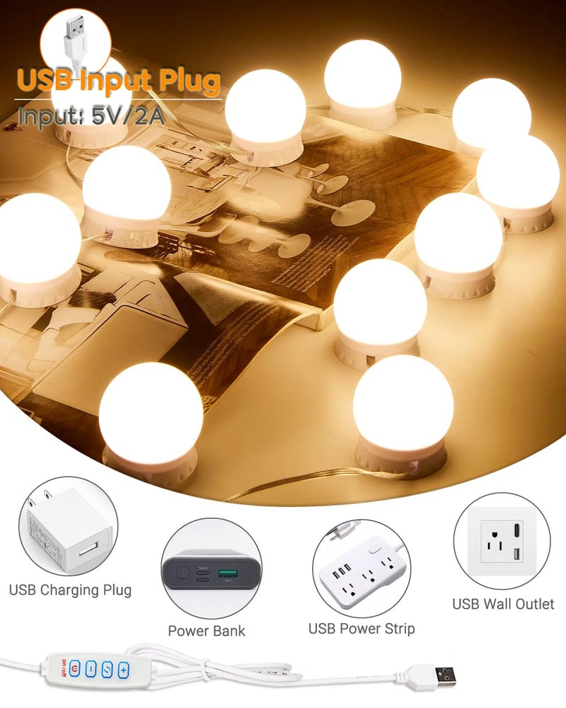 DLOMT LED Vanity Lights - Adjustable Color Temp & Brightness,14 Dimmable Bulbs for Dressing Mirror Lighting - Image 4