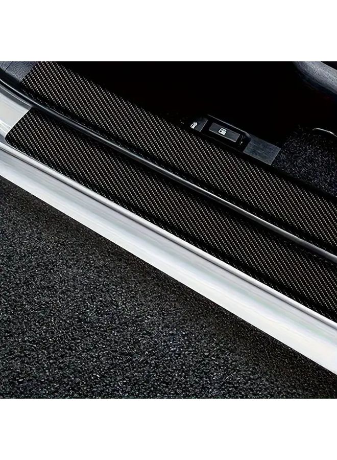 4pcs Carbon Fiber Car Door Sill Protectors Anti Scratch Durable Paint Protection - Image 4