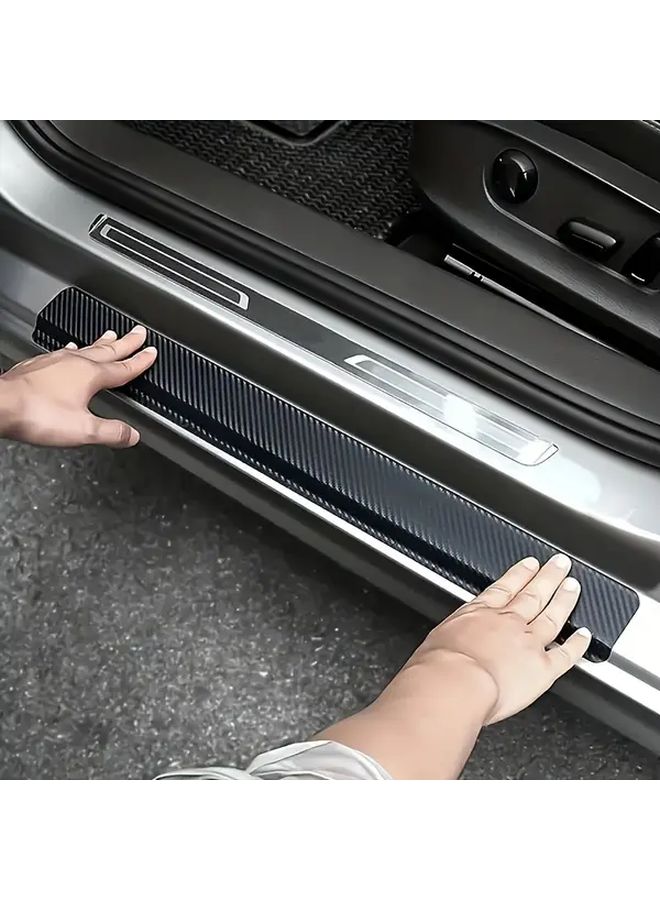 4pcs Carbon Fiber Car Door Sill Protectors Anti Scratch Durable Paint Protection - Image 1
