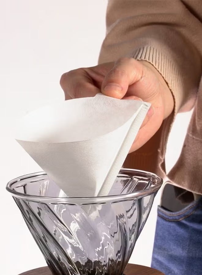 100 Piece Coffee Paper Filter Cone Paper V60 Size 02 White - Image 2