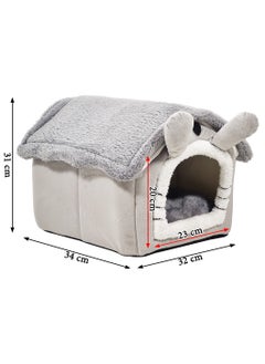 MAJIBAO Pet bed for small cats and dogs, Foldable cat house with Double sided cushion, Anti-slip bottom, and Durable zipper, Semi-enclosed pet sleeping bed Ideal for winter comfort 34 cm (Grey)  - Image 2