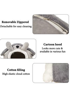 MAJIBAO Pet bed for small cats and dogs, Foldable cat house with Double sided cushion, Anti-slip bottom, and Durable zipper, Semi-enclosed pet sleeping bed Ideal for winter comfort 34 cm (Grey)  - Image 3