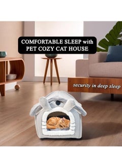 MAJIBAO Pet bed for small cats and dogs, Foldable cat house with Double sided cushion, Anti-slip bottom, and Durable zipper, Semi-enclosed pet sleeping bed Ideal for winter comfort 34 cm (Grey)  - Image 5