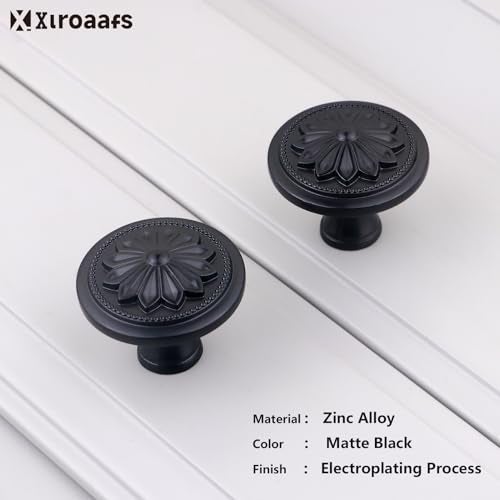 Xlroaafs 4 Pack Matte Black Round Cabinet Knobs,1-2/5" Black Kitchen Knobs Handles for Cabinets and Drawers Black Matte Drawer Knobs - Image 3