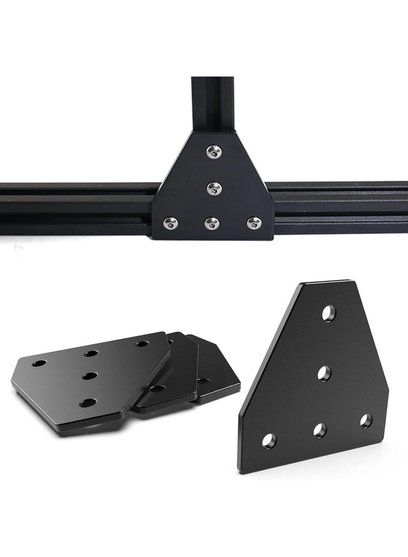 8pcs Anodised T Shape 5 Hole Joint Plates, 2020 Series Aluminum Corner Bracket Plate with 40pcs M5 T Nuts and Screws for 6mm Slot Aluminum Extrusion Profile Accessories(Black) - Image 4