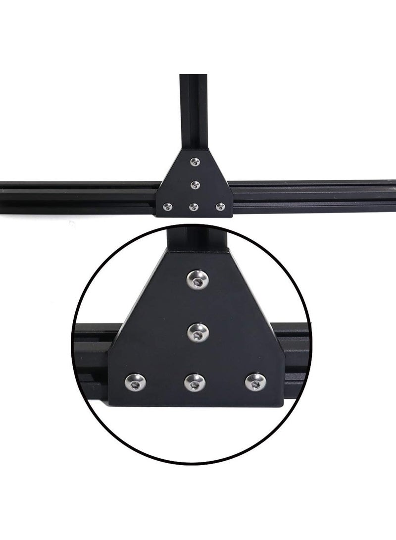 8pcs Anodised T Shape 5 Hole Joint Plates, 2020 Series Aluminum Corner Bracket Plate with 40pcs M5 T Nuts and Screws for 6mm Slot Aluminum Extrusion Profile Accessories(Black) - Image 3