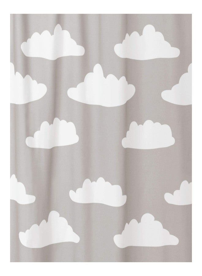 InterDesign iDesign Fabric Shower Curtain with Cloud Pattern Water-Resistant Shower Curtain for Kids, Teenagers, College Dorm Bathrooms, 72" x 72", Gray and White - Image 2