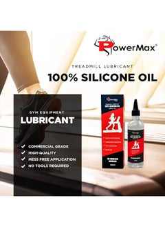 PowerMax Fitness Multi-Purpose Pms-100 (100Ml Silicone Oil Bottle) 100% Pure Silicone Treadmill Belt Lubricant, Full Belt Width Lubrication, No Odor & No Propellants, Nozzle Cap For Easy Application  - Image 2