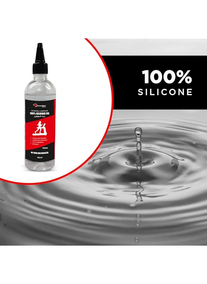PowerMax Fitness - Multi-Purpose Pms-100 (100Ml Silicone Oil Bottle) 100% Pure Silicone Treadmill Belt Lubricant, Full Belt Width Lubrication, No Odor & No Propellants, Nozzle Cap For Easy Application - Image 1