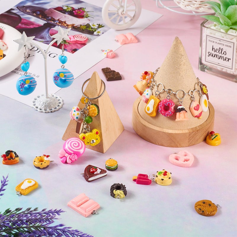 Craftdady 100Pcs Resin Dessert Sweet Pendants Random Mixed Lovely Cake Candy Donut Cookies Food Charms for Earring Bracelet Jewelry Making - Image 3