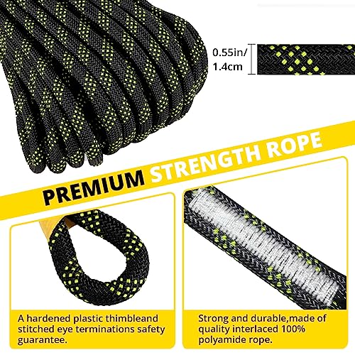 TT TRSMIMA TRSMIMA Rope Harness Safety Lanyard：50ft Vertical Roofing Rope with Grab Snap Hooks Shock Absorber - Fall Protection Tree Climbing Line Kit Heavy Duty Roof Safety Equipment ANSI CE - Image 3