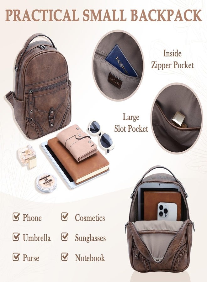 VASCHY Small Backpack Purse for Women, Cute Vegen Leather Mini Backpack for Lady with Guitar Shoulder Bag Handbag Strap Coffee - Image 5