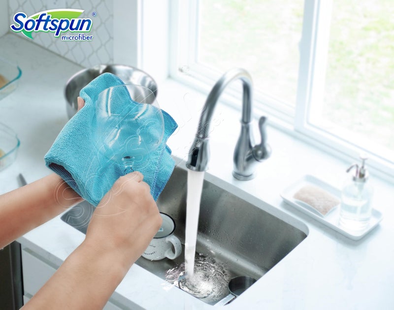 SOFTSPUN Microfiber Cleaning Cloths, 24pcs 30x30cms 220 GSM Multi-Colour! Highly Absorbent Lint and Streak Free Multi -Purpose Wash Cloth for Kitchen Window Stainless Steel Silverware. - Image 5