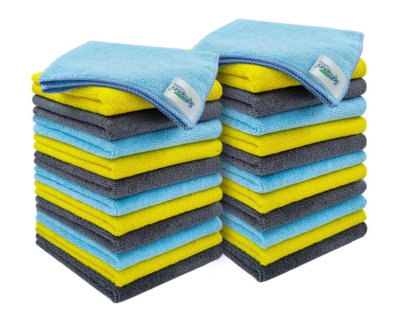 SOFTSPUN Microfiber Cleaning Cloths, 24pcs 30x30cms 220 GSM Multi-Colour! Highly Absorbent Lint and Streak Free Multi -Purpose Wash Cloth for Kitchen Window Stainless Steel Silverware. - Image 1