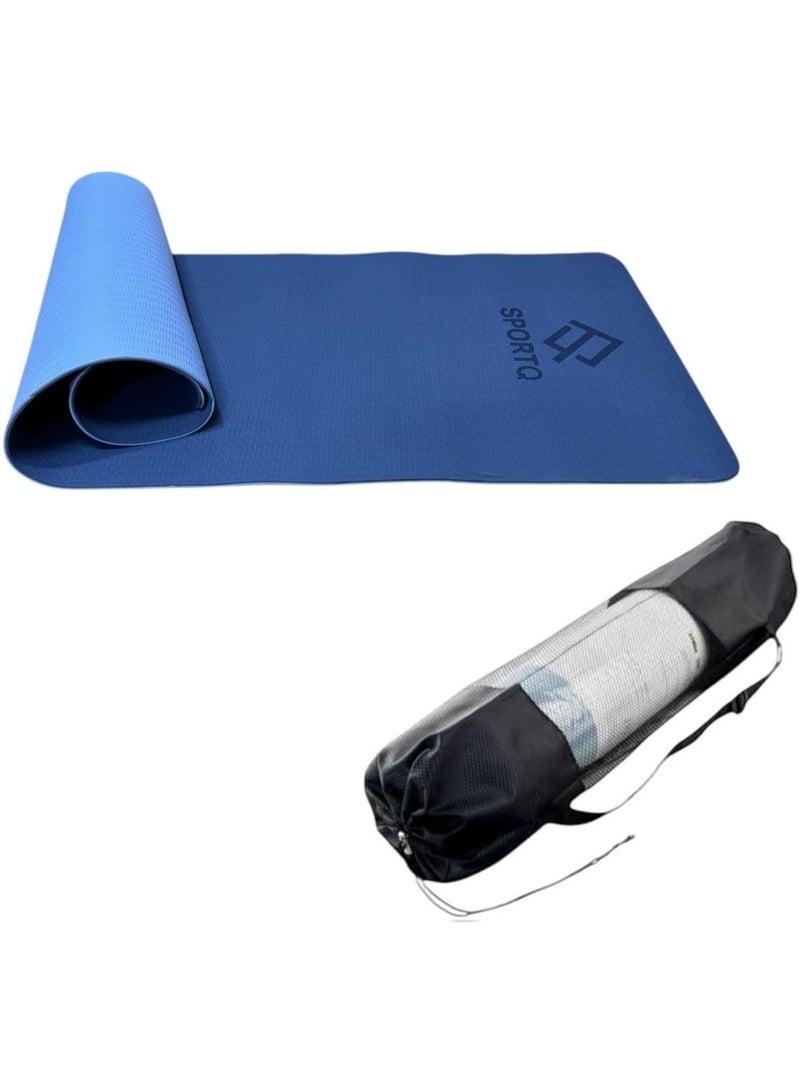 SportQ TPE Premium SportQ Non Slip Yoga Mat 6mm Thick – Light & Eco-Friendly Yoga Mat with Carrying Bag, Sweat & Water Resistant for Home Workout, Gym, Pilates, Yoga, Abdominal Workouts 183x61cm - Image 1